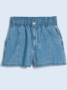 Madewell Light Blue Elastic-Waist Denim Shorts